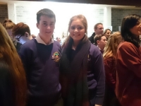 Jason agus Ciara ag ócáid bhronnta don nGaelbhratach i gColáiste Phádraig, Baile Átha Cliath ar an 27ú Aibreán 2016.